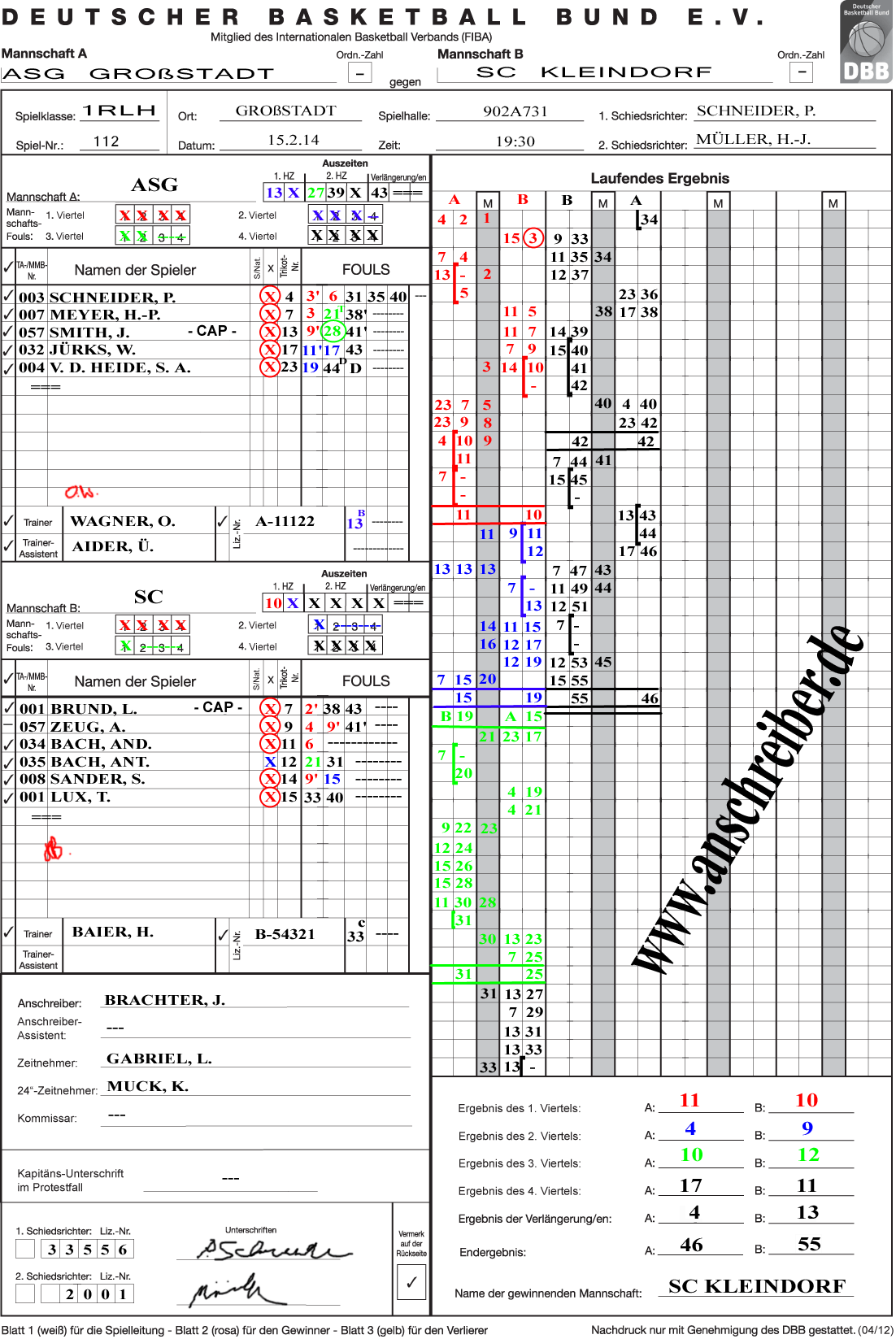 ausgefuellter Spielberichtsbogen 2014